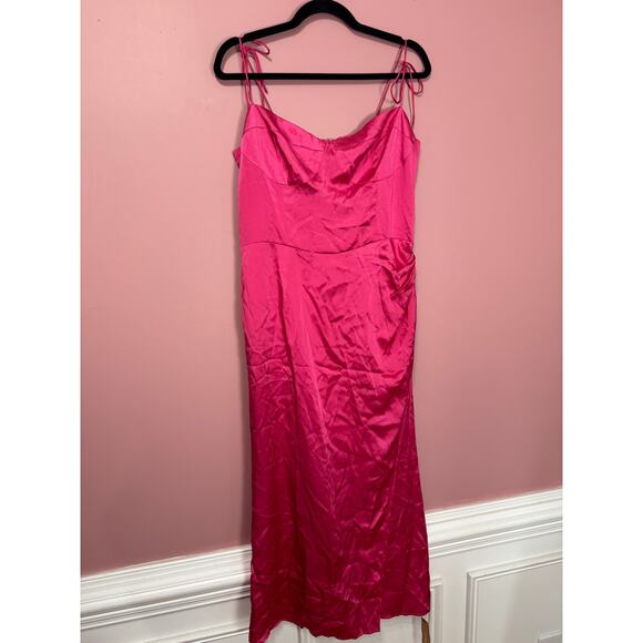 NEW NWT Reformation Marguerite Silk Dress Pink Size 12 - Picture 2 of 7